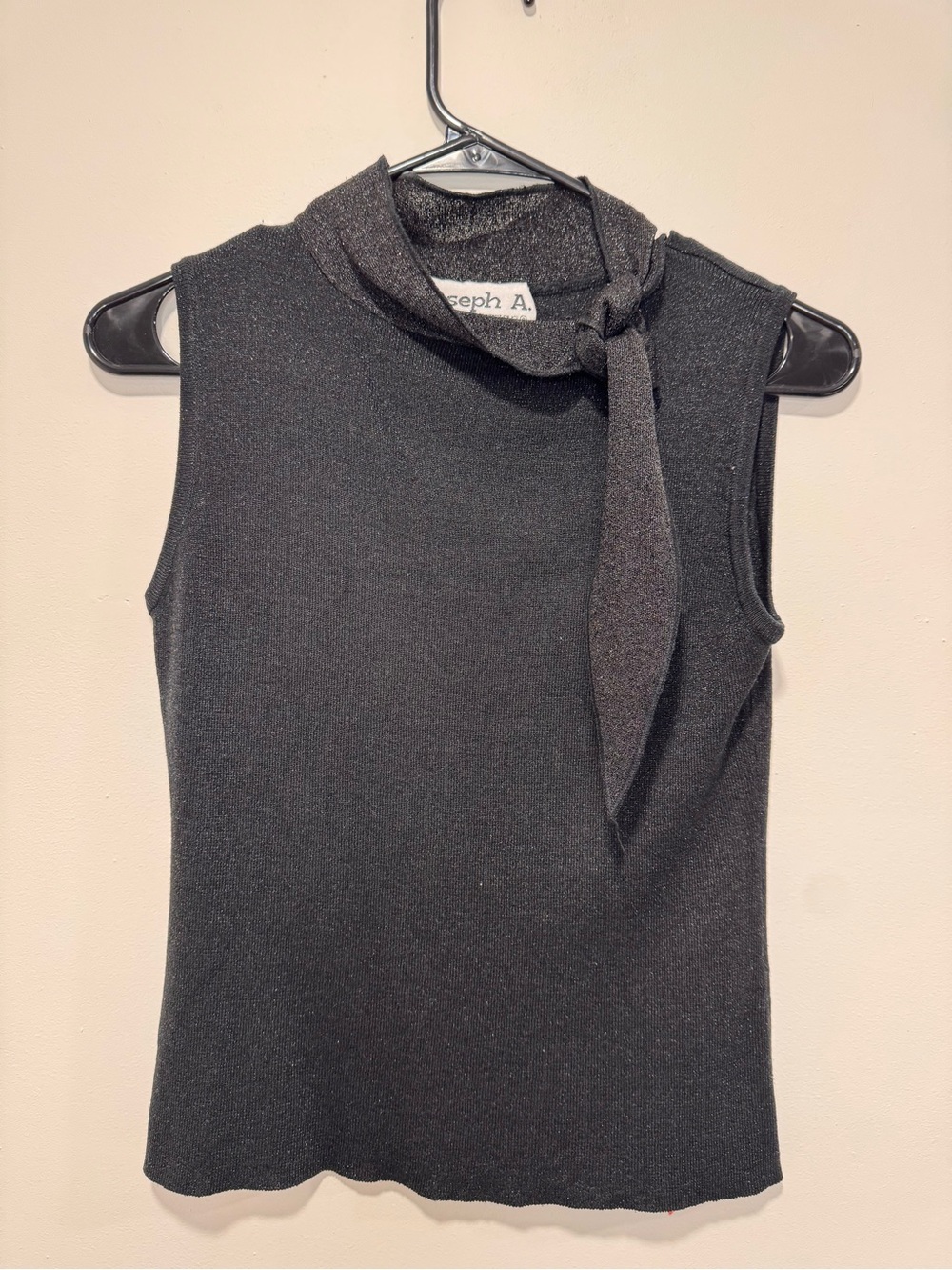 Vtg Joseph A Sleeveless Sparkle Cowl Sweater - Black